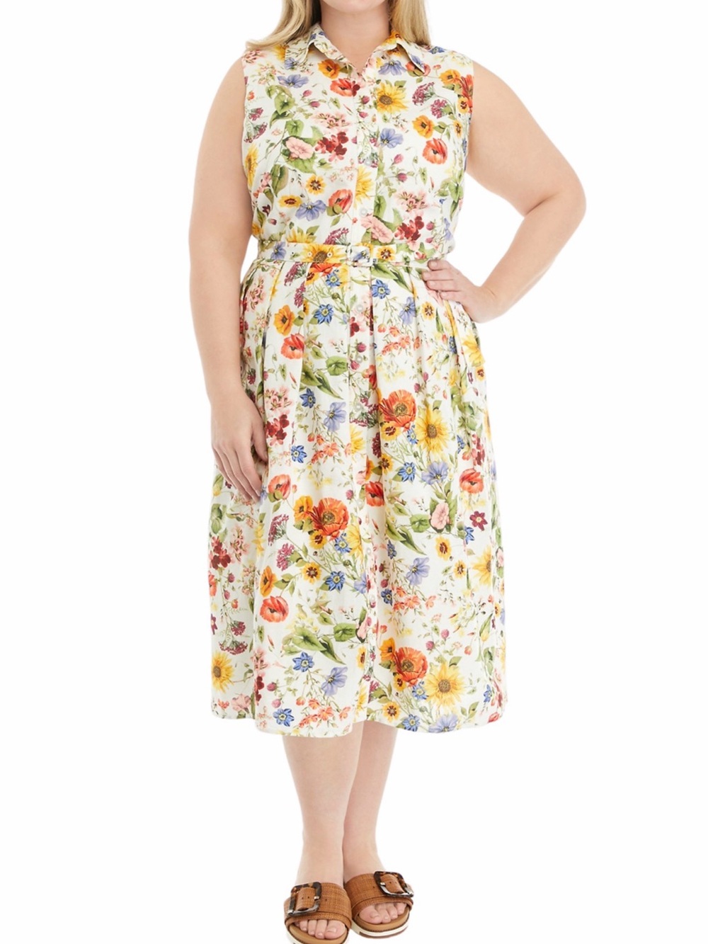 Plus Size Sunray Garden Print Dress